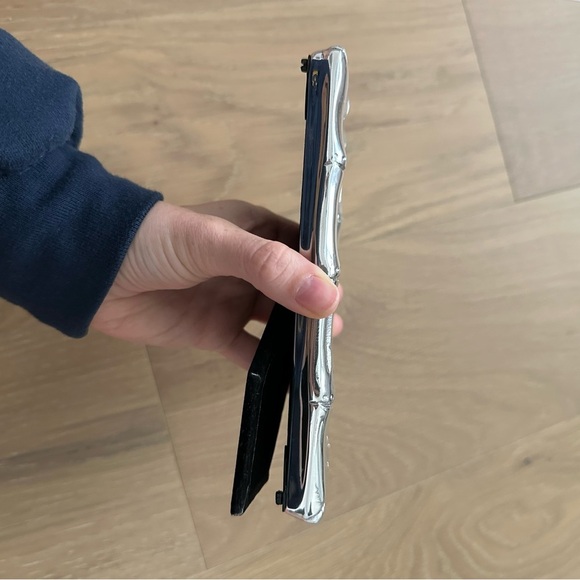 Bamboo Silver 5x7 picture frame photo stand card holder decor home VTG gift new - Picture 7 of 9